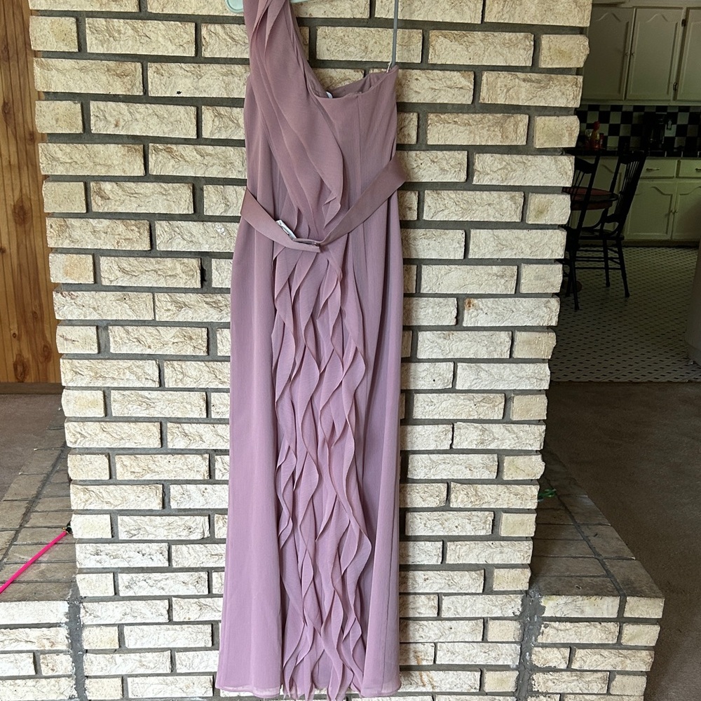 One Shoulder Mauve Dress - Picture 2 of 7